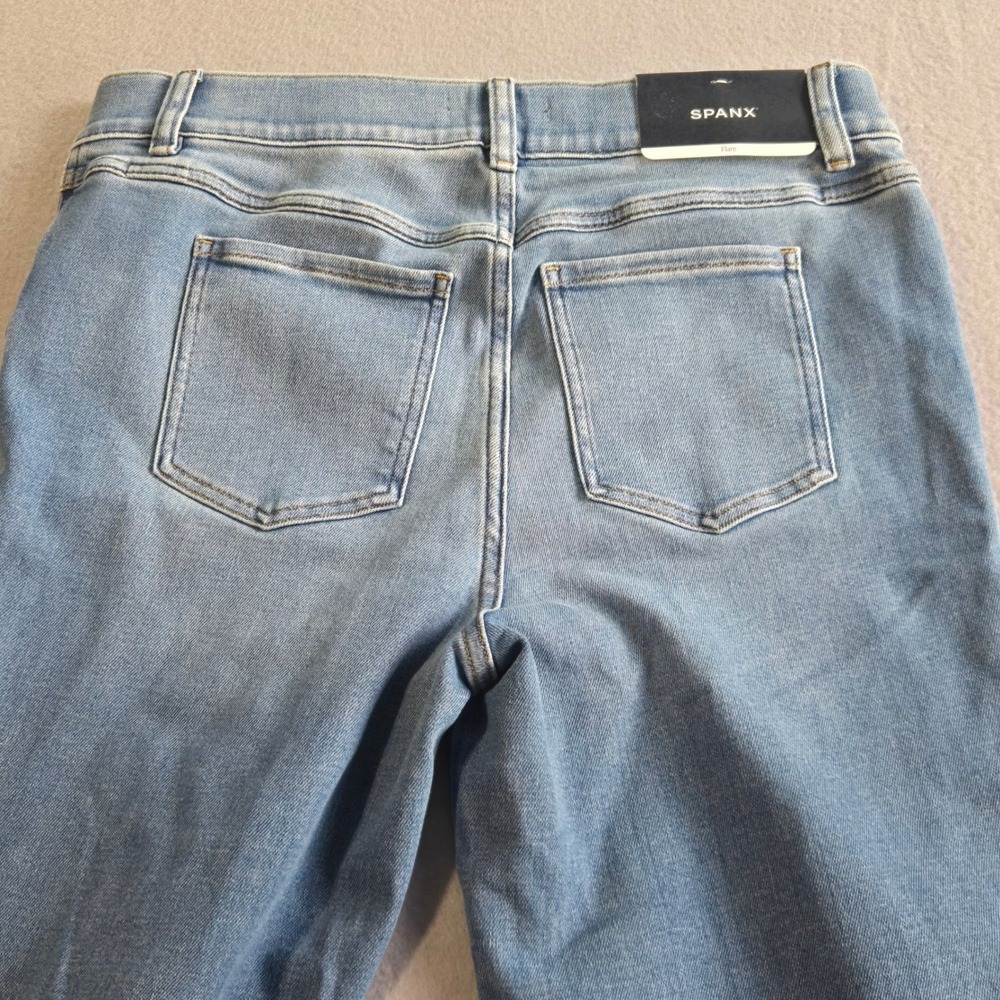 Spanx Flare Jeans Womens XL Stonewashed Blue High Rise Shaping Stretch 20960R - Picture 3 of 9